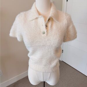 Guess Women's Cream Fuzzy Sweater